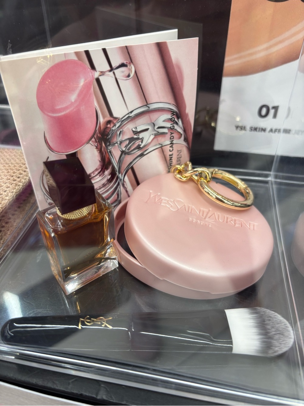 🆕🎀Yves Saint Laurent-PinkCushionCase&Brush&Libre&lipSample